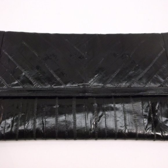 VTG Leather of the sea large black clutch - Picture 3 of 9